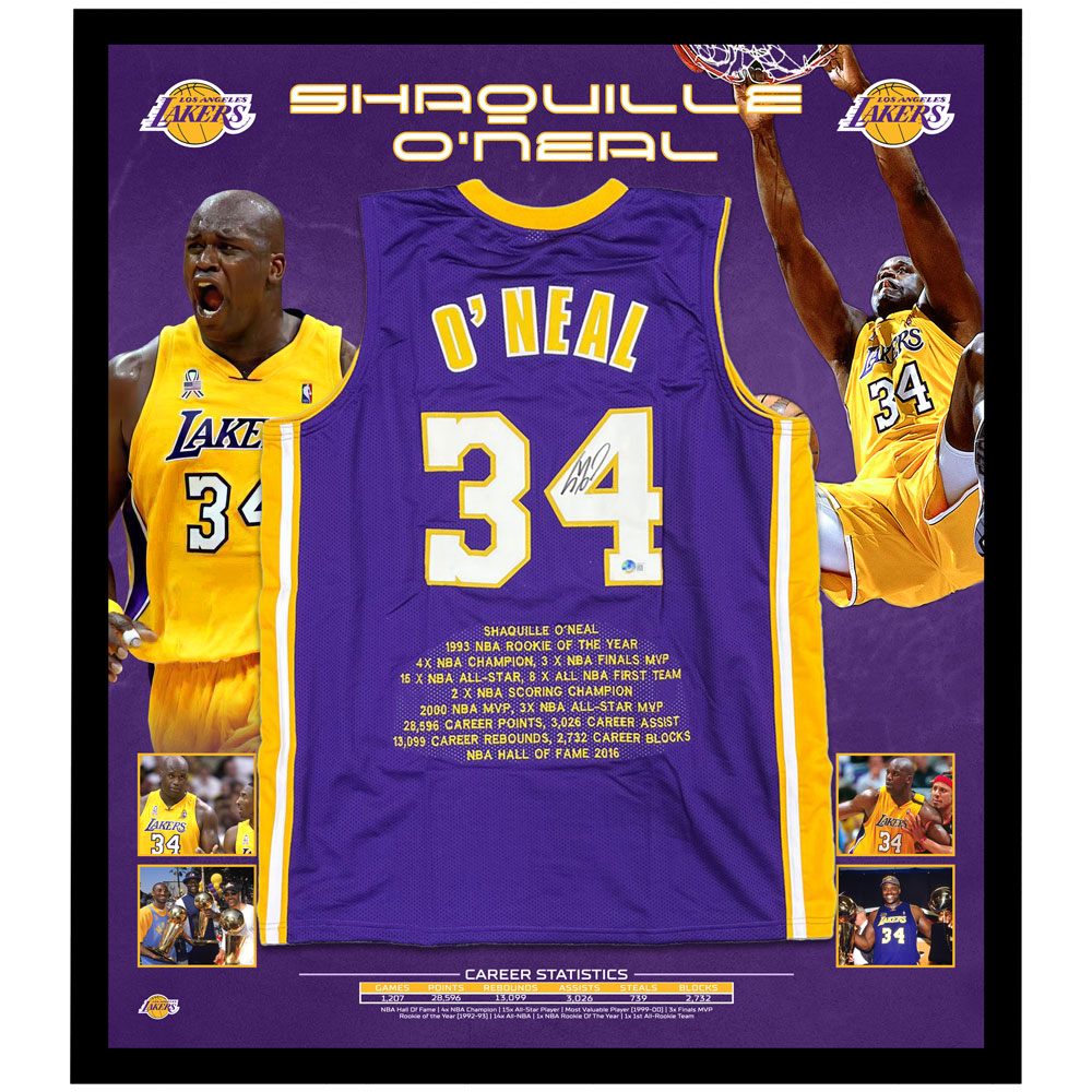 Basketball – Shaquille O’Neal Signed & Framed Purple ...