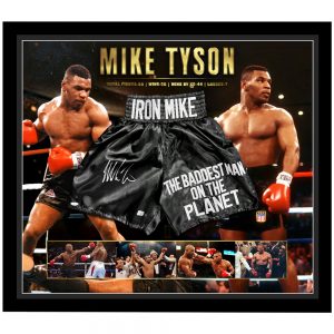 Boxing - Mike Tyson Signed & Framed "BADDEST MAN ON THE PLANET" Trunks (JSA COA)