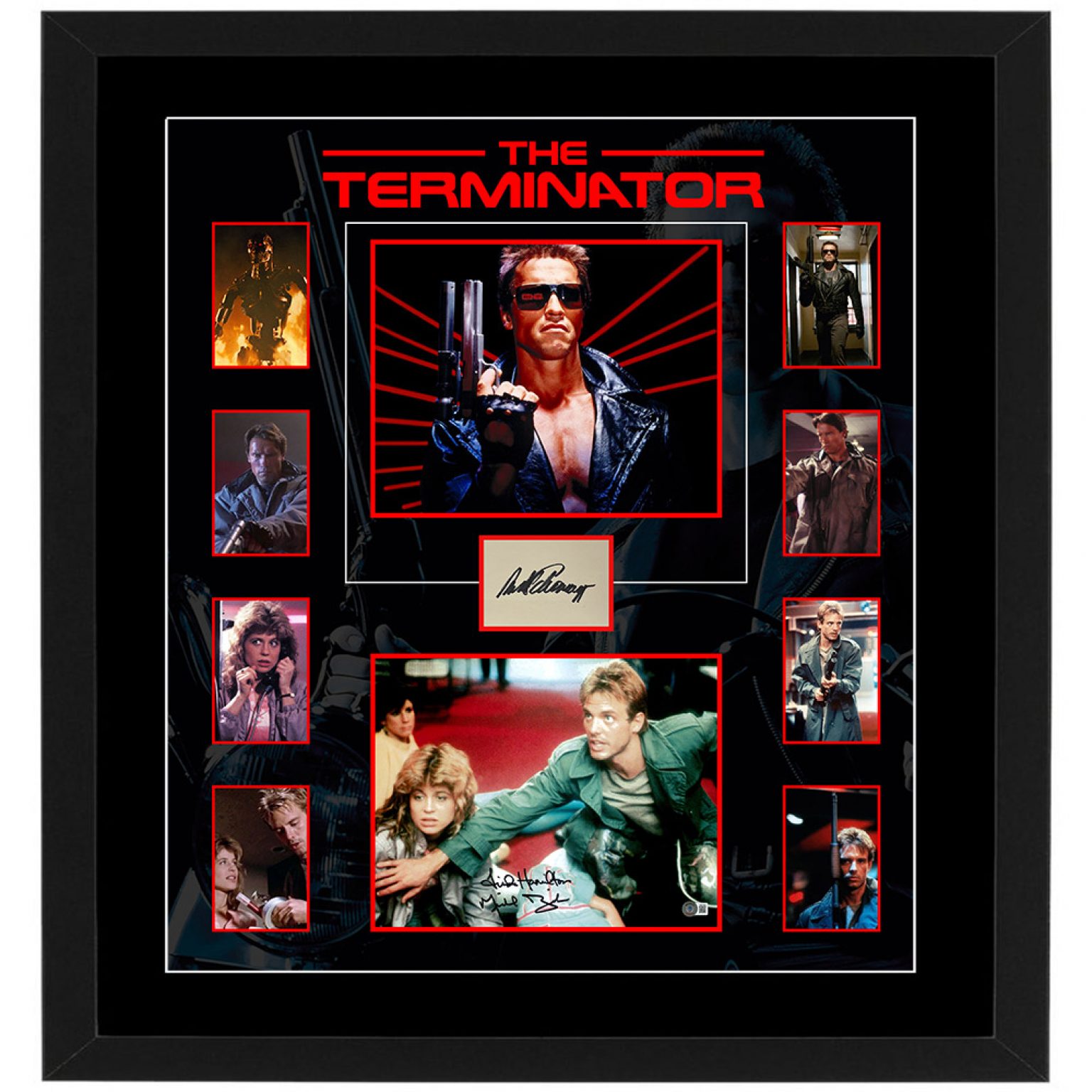Terminator Display Picture Arnold Schwarzenegger, Linda Hamilton & Michael Biehn Signed & Framed ...