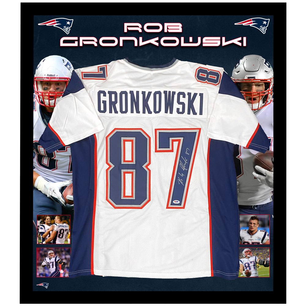 NFL – Rob Gronkowski Signed & Framed New England Patriots Jerse...