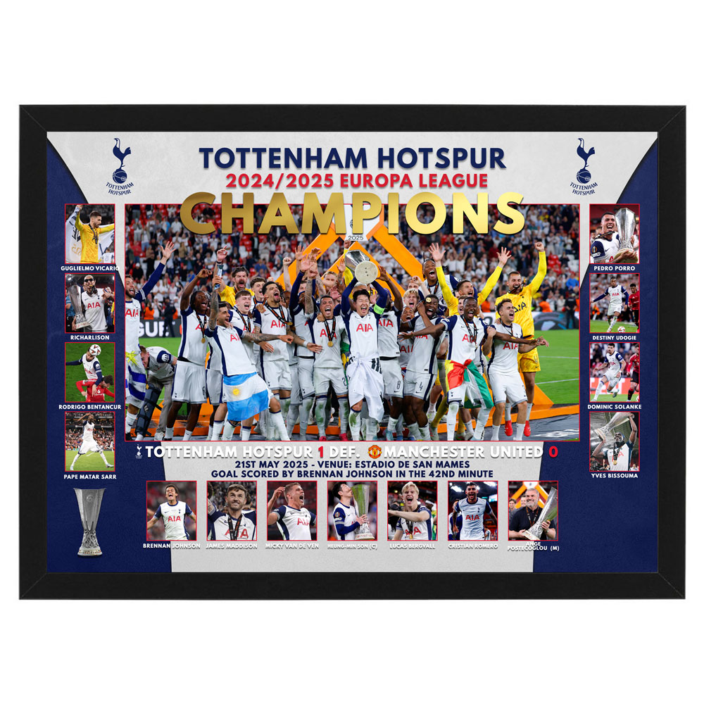 Tottenham Hotspur 2024-25 Europa Cup Champions Framed Sportsprint