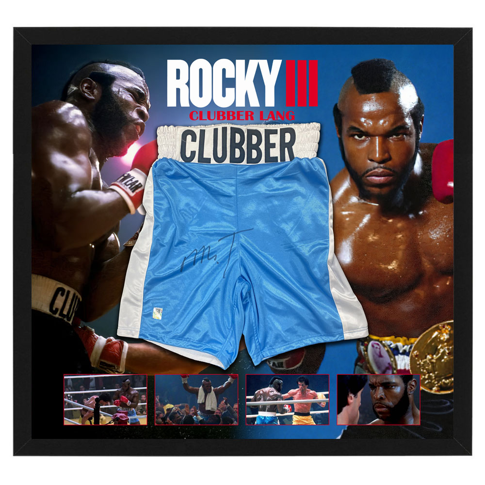 Clubber Lang – Mr. T Signed & Framed Blue Trunks (OP Hologr...