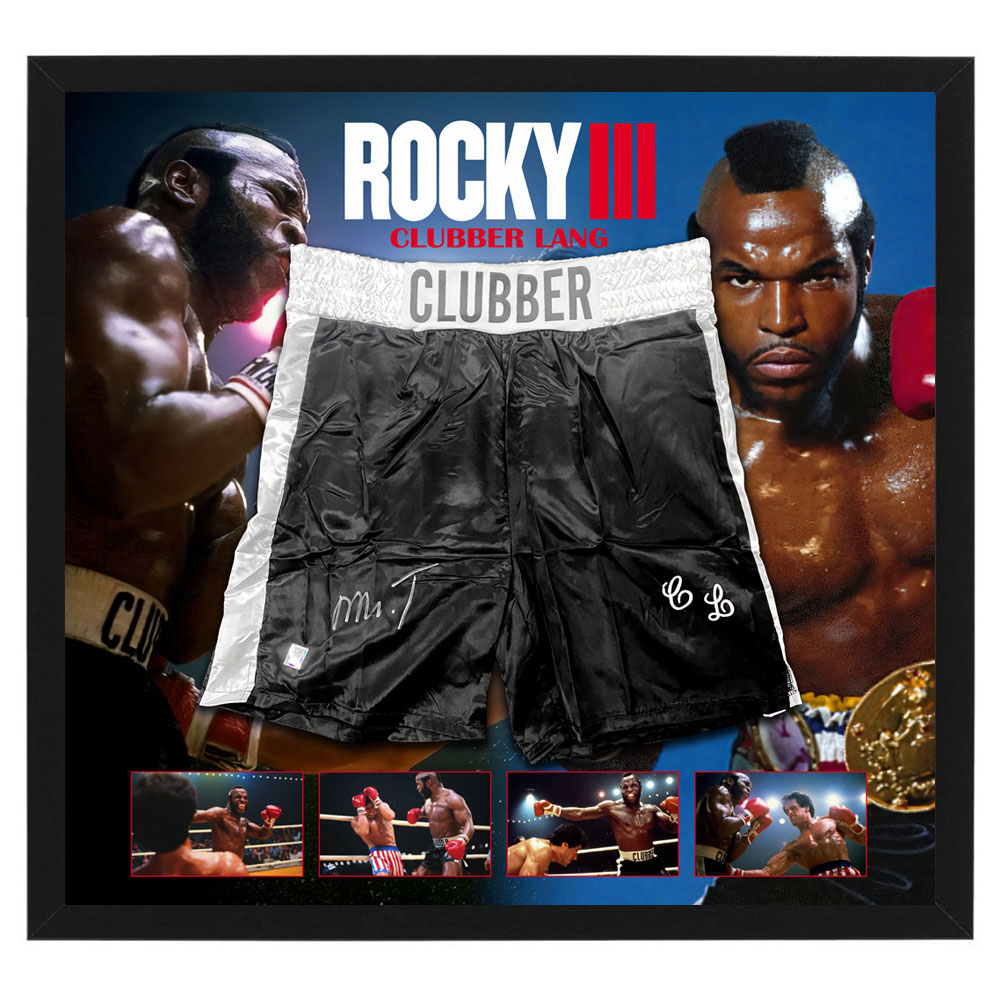 Clubber Lang – Mr. T Signed & Framed Black Trunks (OP Holog...