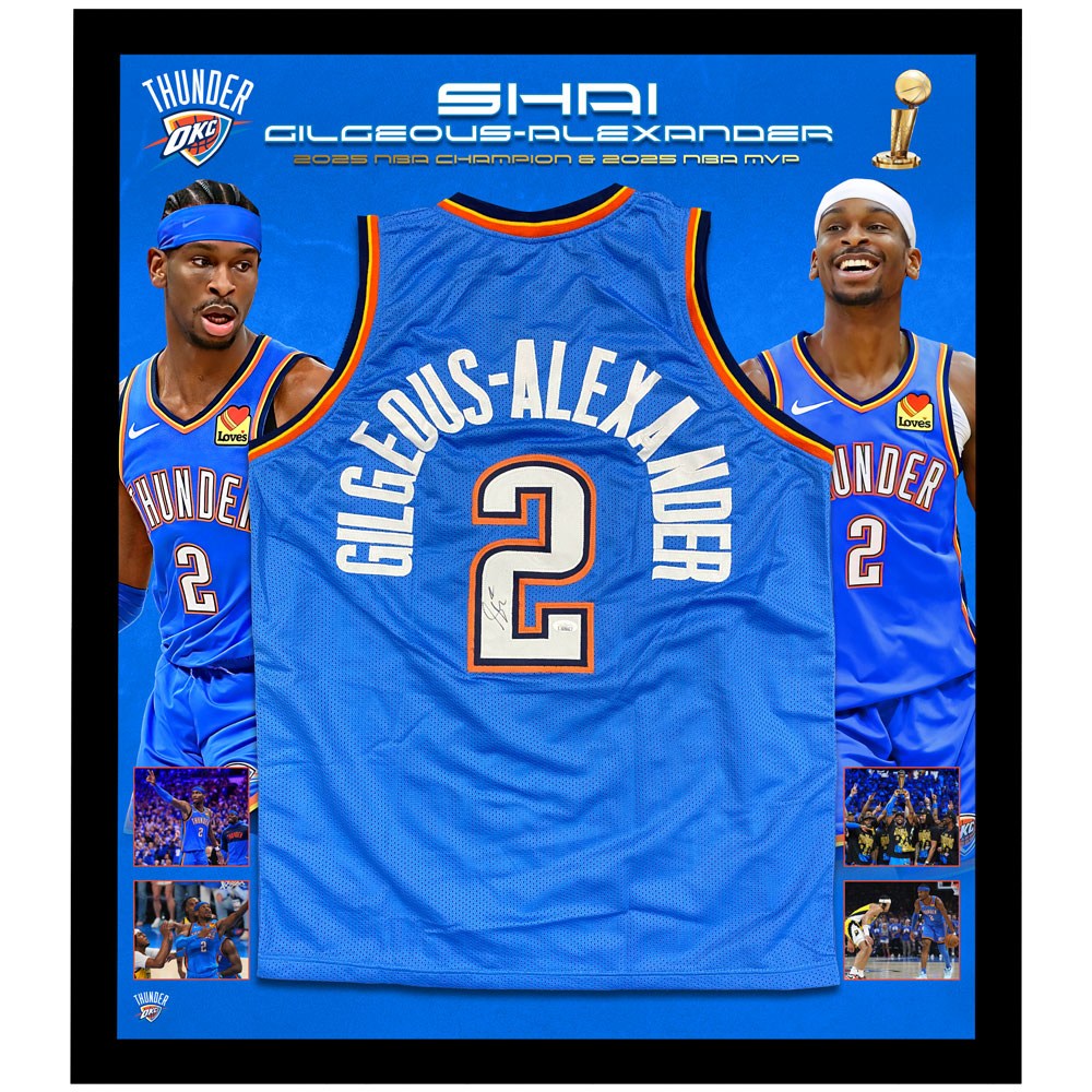 Shai Gilgeous-Alexander Signed & Framed OKC Thunder Jersey 2025 N...