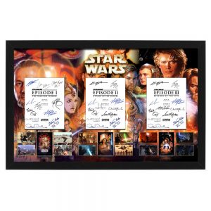 Cast Signed & Framed "STARWARS Prequel Trilogy" Movie Script Cover
