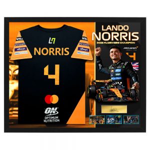 Formula 1 - Lando Norris 2025 World Champion McLaren Team Shirt Display