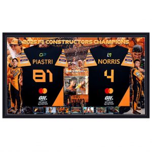 Formula 1 - Oscar Piastri & Lando Norris Dual Signed McLaren 2025 Team Champions Team Shirt Display