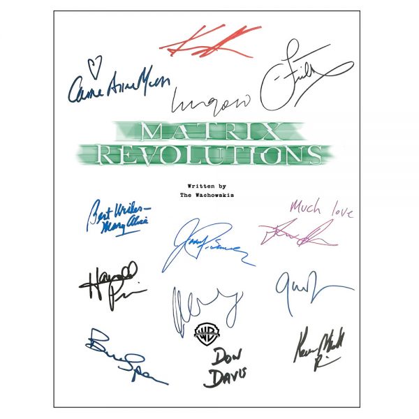 Cast Signed & Framed "The Matrix Trilogy" Movie Script Cover ...