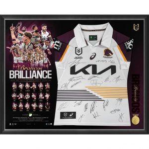 Brisbane Broncos 'Broncos Brilliance' 2025 Premiership Team Signed Framed Jersey Display