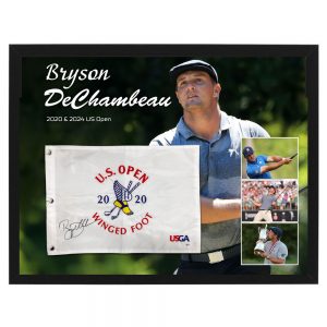 Golf - Bryson DeChambeau Signed & Framed 2020 US Open Flag (PSA Hologram)