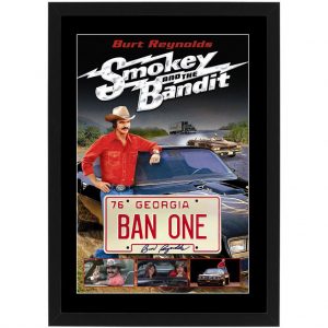 Smokey and the Bandit - Burt Reynolds Signed & Framed "Ban One" License Plate