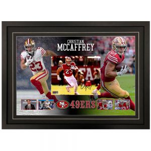 NFL – CHRISTIAN McCAFFREY San Francisco 49ers Signed & Framed  8x10 Photo Display (PIA)