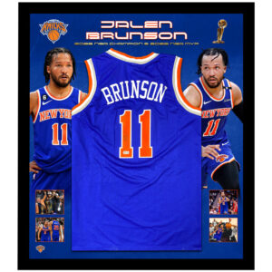 Basketball - Jalen Brunson Signed & Framed Knicks Jersey 2026 NBA Finals Champions (Beckett)