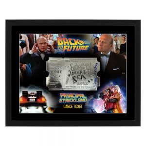 JAMES TOLKAN - Back To The Future Signed & Framed Silver Plated Dance Ticket (JSA COA)