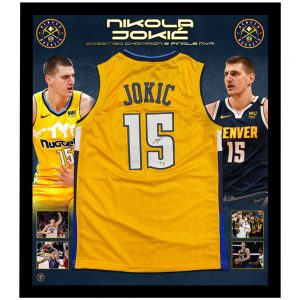 Basketball - Nikola Jokic Signed & Framed Yellow Denver Nuggets Jersey (Beckett Hologram)
