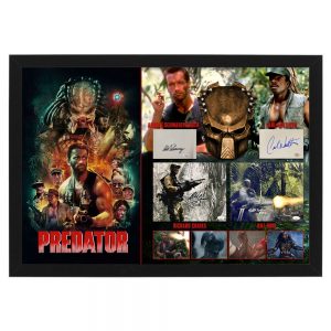 CAST SIGNED - PREDATOR Movie Display collage with mask (JSA & PSA)