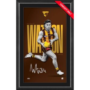 Nick Watson Hawthorn Signed & Framed Official AFL Vertiramic