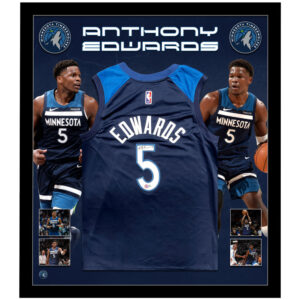 Basketball - Anthony Edwards Signed & Framed Timberwolves Jersey (Beckett)