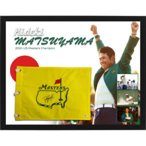 Golf - Hideki Matsuyama Signed & Framed 2021 Masters Flag (PSA)