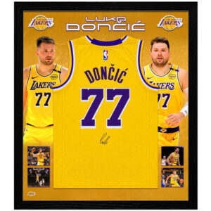 Basketball - Luka Doncic Signed & Framed Yellow Nike Lakers Jersey (Beckett)