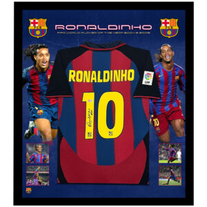 Soccer – Ronaldinho Signed & Framed FC Barcelona Jersey (Beckett)