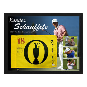 Golf - Xander Schauffele Signed & Framed 2024 The Open Pin Flag (Beckett)