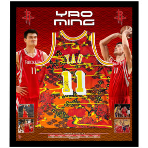 Basketball - Yao Ming Signed & Framed Mitchell & Ness Rockets Jersey (Beckett)