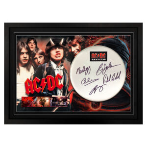 ACDC - Signed & Framed Black Drum Skin/Drum Head