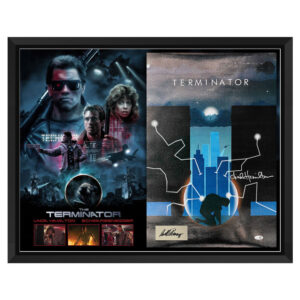 Arnold Schwarzenegger & Linda Hamilton Signed & Framed Terminator 16x24 Photo Display