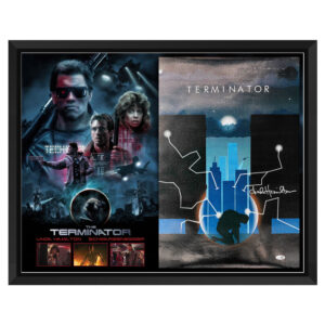 Arnold Schwarzenegger & Linda Hamilton Signed & Framed Terminator 16x24 Photo Display