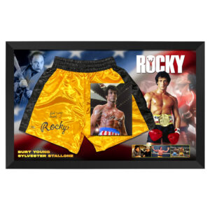 Rocky –  Sylvester Stallone & Burt Young Signed and Framed Trunks Display (MAB)