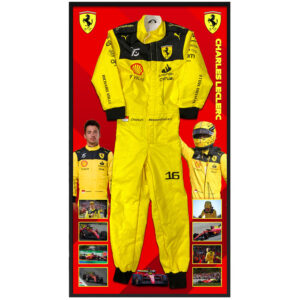 Charles Leclerc Signed & Framed Ferrari 75th Anniversary Formula One Race Suit