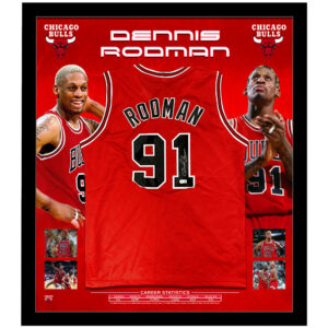 Basketball - Dennis Rodman Signed & Framed Red Chicago Bulls Jersey (Beckett)