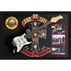 Music - Guns N' Roses Hand Signed & Framed Full size Guitar with Custom Backdrop