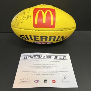 Richmond Tigers - Dustin Martin Hand Signed Sherrin Football Games used in Dusty's 300th Game