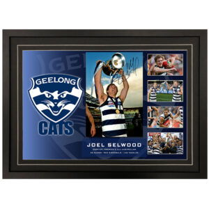AFL - Geelong Cats "2009 Premiers" Joel Selwood Signed & Framed 8x12 Photo Display