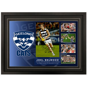 AFL - Geelong Cats "100 Games" Joel Selwood Signed & Framed 8x12 Photo Display