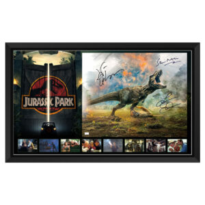 Jurassic Park - Jeff Goldblum, Sam Neill, Laura Dern Signed & Framed 16x20 Photo (CA)