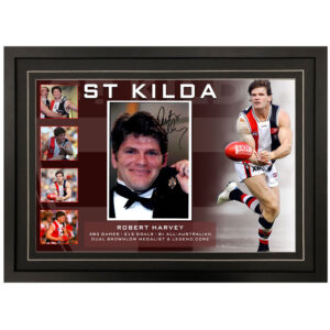 AFL - St Kilda "Robert Harvey" Signed & Framed 8x10 Photo Display