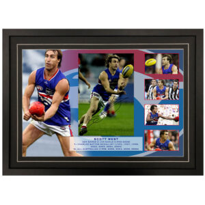 AFL - Western Bulldogs "Scott West" Signed & Framed 8x12 Photo Display