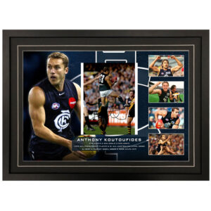 AFL - Carlton Blues "Anthony Koutoufides" Signed & Framed 8x10 Photo Display