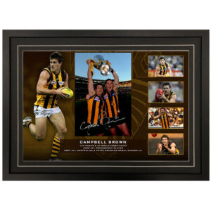AFL - Hawthorn Hawks "Campbell Brown" Signed & Framed 8x12 Photo Display