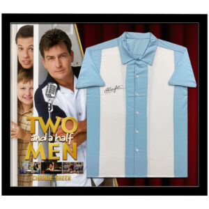 Charlie Sheen - Two And A Half Men Signed & Framed White/Blue Bowling Shirt Display