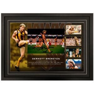 AFL - Hawthorn Hawks "Dermott Brereton" Signed & Framed 8x12 Photo Display