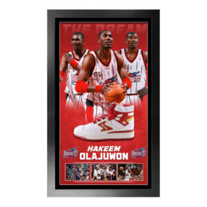 Basketball - Hakeem Olajuwon Rockets Signed & Framed Shoe (JSA)