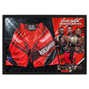 UFC - Israel Adesanya Signed & Framed Trunks (Beckett Hologram)