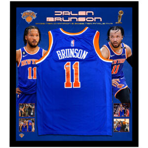 Basketball - Jalen Brunson Signed & Framed Knicks Jersey 2026 NBA Finals Champions (Beckett)