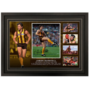 AFL - Hawthorn Hawks "Jason Dunstall" Signed & Framed 8x12 Photo Display