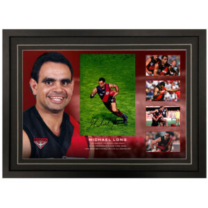 AFL - Essendon Bombers "Michael Long" Signed & Framed 8x12 Photo Display