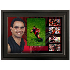 AFL - Essendon Bombers "Michael Long" Signed & Framed 8x12 Photo Display